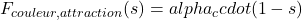 F_{couleur,attraction}(s) = alpha_c cdot (1 - s)